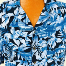 Panama Jack Aloha HawaShirt XXL Woodie Car SurfBoard Leaves Blue - £31.28 GBP