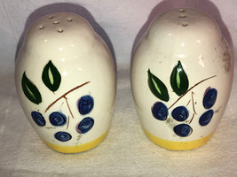 Stang Pottery USAl Blueberry Salt And Pepper Shakers Mint - $14.99