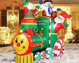 6Ft Height Christmas Inflatable Locomotive With Santa Claus Elf And Snow... - $185.99