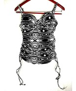 Spanx Love Assets Swim Top S Tankini Black White Padded Push Up Sun Sara Blakely - $24.70