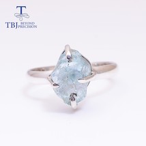 2021 NEW handmade gemstone Ring natural 4ct Aquamarine Rough gemstone jewelry 92 - £44.82 GBP
