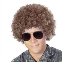 Afro wig short brown curls curly halloween 70&#39;s step brothers cosplay clown - £7.79 GBP