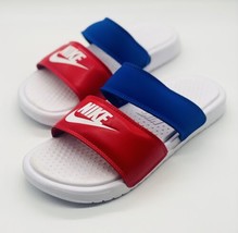 NEW Nike Benassi Duo Ultra Slide Sandals Red White Blue USA 819717-110 Size 8 - £31.30 GBP