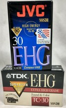  TDK &amp; JVC TC-30 EHG VHS-C 2-Pack Video Cassette Japan Extra High Grade - $13.95