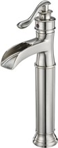Bwe Vessel Sink Faucet Waterfall Brushed Nickel Bathroom Commercial Vanity Sink - £72.73 GBP