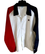 Vintage Champion Windbreaker Red White Blue Polyester Cotton Lined Colla... - $148.92 CAD