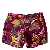 Old Navy Tropical Print Shorts Mid Rise Floral Linen Blend Women&#39;s Size 10 - £13.15 GBP