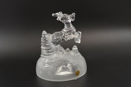 Cristal D&#39;Arques Crystal Reindeer Sculpture Rudolph Deer Jumping 24% Lead France - £18.96 GBP