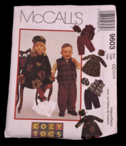 McCalls Sewing Pattern 9603 Toddlers Dress Vest Pull On Pants Hats Sz 2-4 Uncut - £2.38 GBP