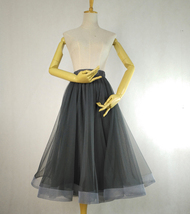 BLACK A-line Knee Length Tulle Skirt Women Custom Plus Size Flare Tulle Skirt image 8