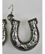 Vintage Dangle Lucky Horseshoe Silver &amp; Rhinestone Earrings  - €7,79 EUR