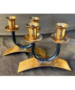 2 Vintage Copper Metal Pair Set of Two 2 Modernism Art Deco Style Candle... - $48.75