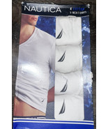 Nautica ~ Men&#39;s 4-Pack T-Shirts V-Neck Undershirts White ~ S (34-36) - $34.64