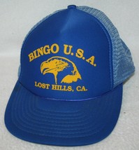 Vintage 80s BINGO USA Lost Hills California Mesh Snapback Trucker HAT CAP - $39.59