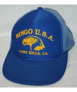 Vintage 80s BINGO USA Lost Hills California Mesh Snapback Trucker HAT CAP - £31.13 GBP