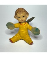 Depose Italy Seated Baby Angel with Cymbals Blue Eyes Yellow Outfit - $276.80 MXN