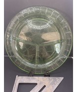 Vintage Divided Anchor Hocking Plate Green Uranium Depression Glass GLOWS - $16.88
