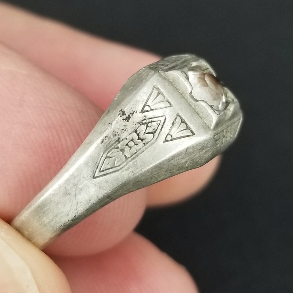 size 11 mens ring 1930s Art Deco sterling silver 925 ring Uncas ESTATE SALE Item image 9