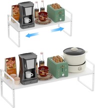 Redrubbit 2 Pack Expandable Cabinet Shelf Organizers, Stackable Kitchen, Large - £54.09 GBP