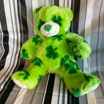 Build a Bear Plush Green Teddy Toy 14&quot; Stuffed Animal Shamrock Clover St... - £18.44 GBP
