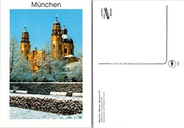 Germany Bavaria Munich Royal Garden Theatiner Church Winter Snow VTG Postcard - £7.49 GBP
