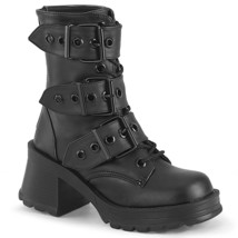 DEMONIA BRATTY-118 Black Chunky Heel Platform Buckle Straps Womens Ankle Boots - £81.15 GBP