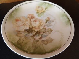 RS Germany Rose Patterned Plate, Floral Cream, Hand Painted, Gold 7 1/2&quot; - £8.27 GBP