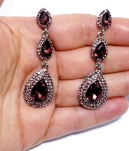 Purple Chandelier Earrings, Gift for Her, Bridesmaid Rhinestone Earrings, Bridal - £29.30 GBP