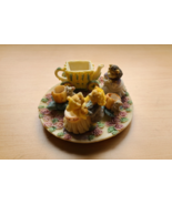 Cinderella Teddy Bears Mini Resin Tea Set figurine Tea Party-EUC Ship Fast - $12.99