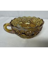 Vtg LE Smith Amberina Carnival Glass Nappy Bowl Sawtooth Edge Dish Handl... - $15.90