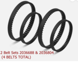 2 Bissell ProHeat 2X Belt Sets 2036688 &amp; 2036804 4 BELTS TOTAL - £5.44 GBP