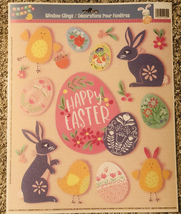 Happy Easter Bunny Eggs Chicks Vinyl Static Window Clings One Sheet - £6.70 GBP