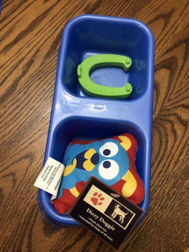 Pet Lightweight Double Dish Feeding / Water Dish Plastic With Play Toys ... - $5.69