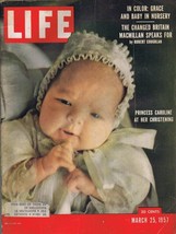 ORIGINAL Vintage Life Magazine March 25 1957 Princess Caroline Christening - £15.79 GBP
