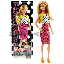 Year 2015 Barbie Fashionistas #13 - Caucasian Doll DGY62 in Polka Dots Dress - £23.58 GBP