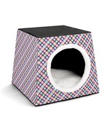 Mondxflaur Colorful Grid Cat Beds for Indoor Cats Cave Bed 3 in 1 Pet House