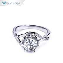  round cut moissanite diamond s925 silver rings 0 5ct 1ct engagement wedding woman fine thumb200