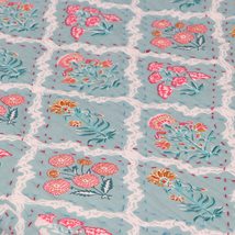 INDACORIFY Flower Printed Kantha Quilt Blanket Bohemian Bedding Bedspread Size 9 - £63.92 GBP