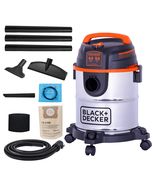 BLACK+DECKER Shop Vacuum Wet and Dry, Stainless Steel Shop Vac with Atta... - £71.74 GBP