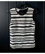 NWT Women’s Van Heusen Sleeveless Tank Black White Striped Size Large - $492.59 MXN