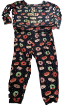 CC by Curvy Couture Black w Doughnut Print LS w Capri Knit Pajama Set 3X - $23.74