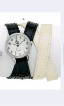 NIB Premier Designs Jewelry Time To Wrap black white leather pearl wristwatch - £38.14 GBP