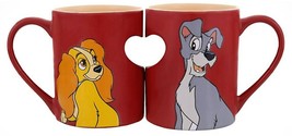 Disney Parks Lady and the Tramp Romantic Heart Ceramic Mug Set of 2 Love - £63.26 GBP
