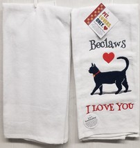 2 Same Embroidered Dual Purpose Towels (15&quot;x25&quot;) Beclaws, I Love You Cat,Kdd - £11.73 GBP
