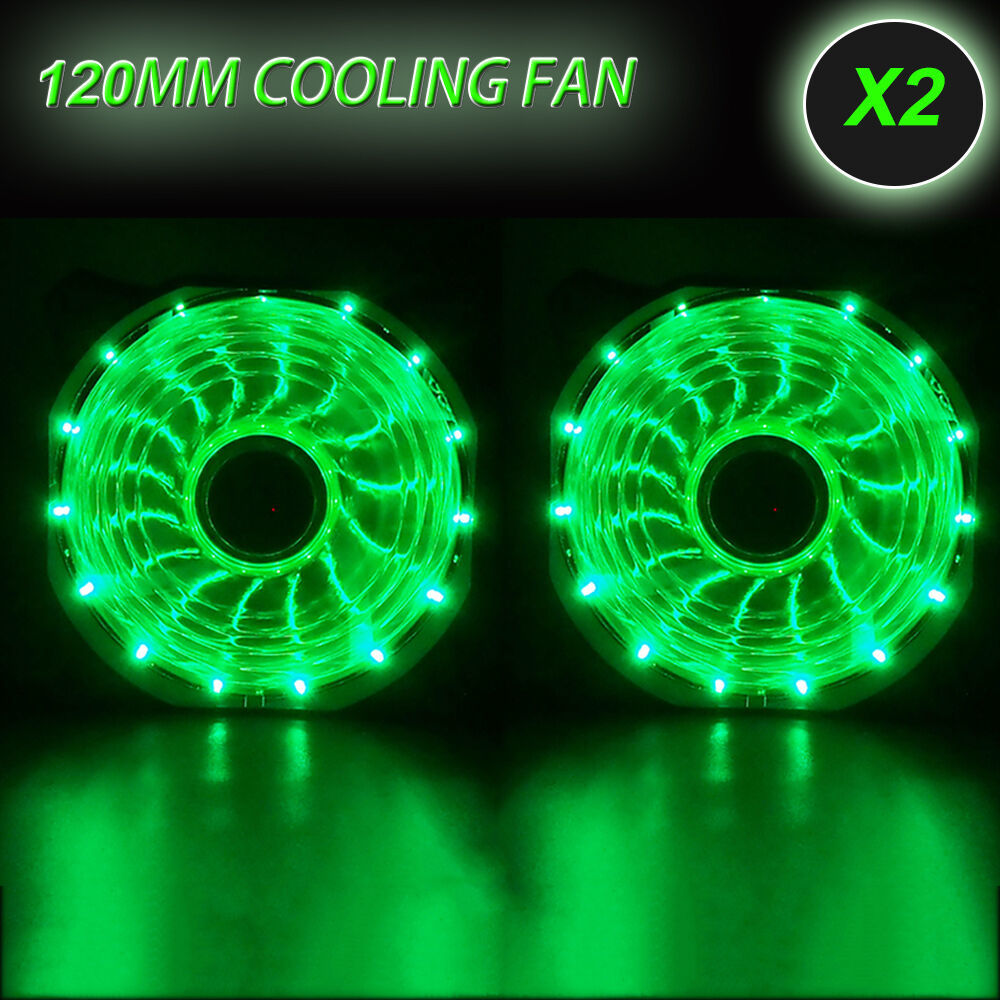 Primary image for 2Pieces GREEN 120mm 15LED Neon Light Quite PC Computer Desktop Case Fan Cooler