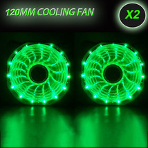 2Pieces GREEN 120mm 15LED Neon Light Quite PC Computer Desktop Case Fan ... - $22.40