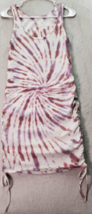 Aéropostale Tank Dress Women Large Purple White Tie Dye Cotton Sleeveless Ruched - £15.54 GBP