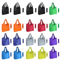 20 Pack Durable Colorful Folding Reusable Grocery Bags Handles Bulk Heavy Duty S - £31.96 GBP