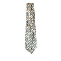 Stafford Executive Mens Tie Green Brown Geometric Wide Classic Silk USA ... - $11.99
