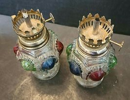 2 MINI OIL LAMPS MULTI-COLORED MADE IN HONG KONG image 2